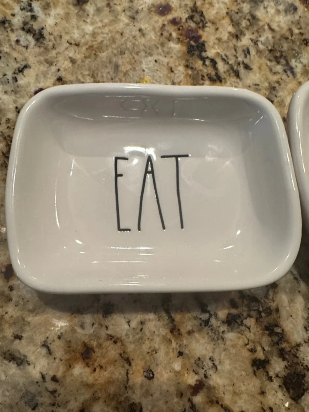 Rae Dunn White Ceramic Dishes with Black Lettering - EAT & LOVE Set